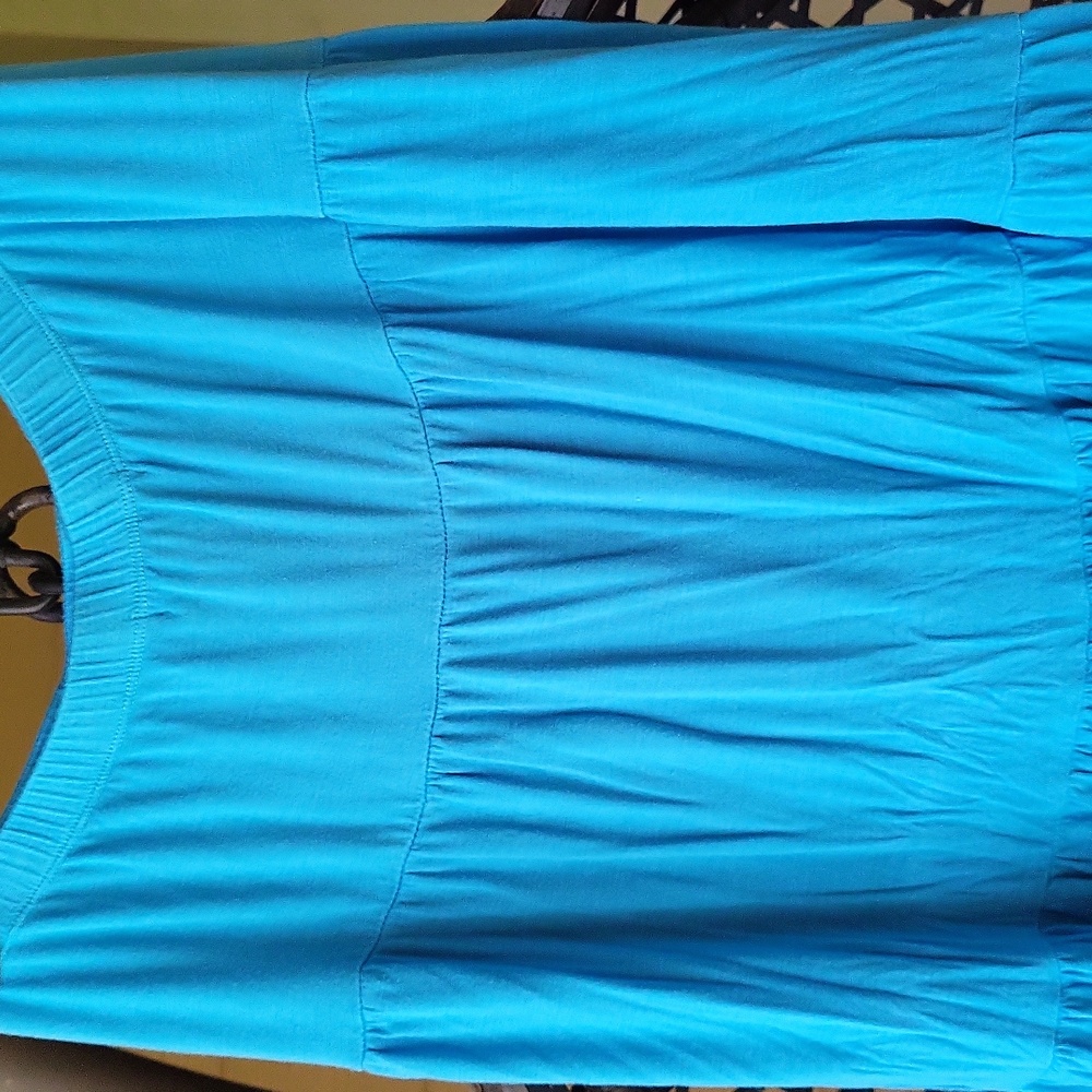 Kenar Blue Maxi A-Line Skirt with Pleated Tiered Design - Picture 7 of 9